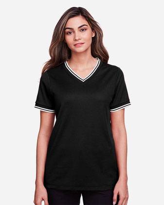 Devon & Jones Women's CrownLux Performance®&nbsp;Plaited Tipped V-Neck Shirt DG20CW