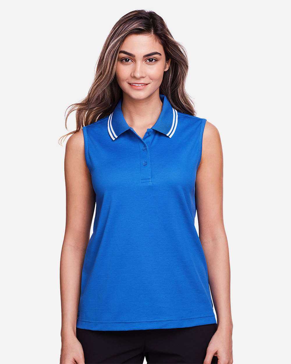 Devon & Jones Women's CrownLux Performance®&nbsp;Plaited Tipped Sleeveless Polo DG20SW