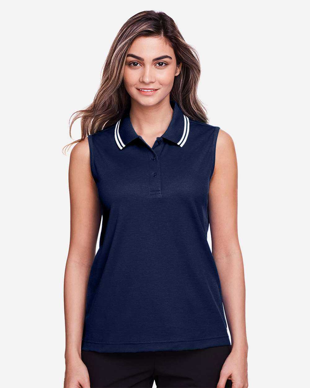 Devon & Jones Women's CrownLux Performance®&nbsp;Plaited Tipped Sleeveless Polo DG20SW