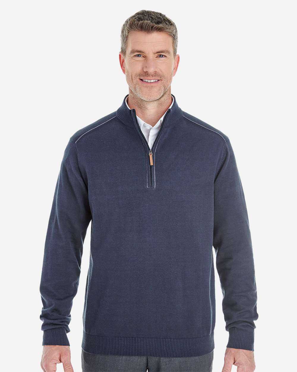 Devon & Jones Manchester Fully-Fashioned Quarter-Zip Pullover Sweater DG478