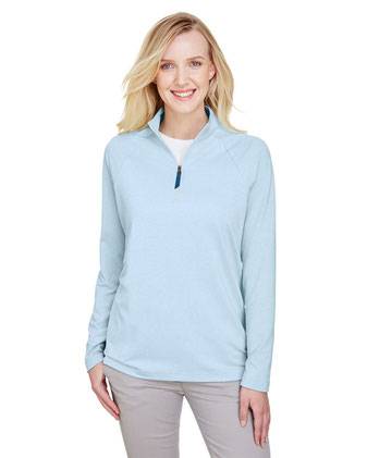 Devon & Jones Women's CrownLux Performance®&nbsp;Clubhouse Micro-Stripe Quarter-Zip Pullover DG480W
