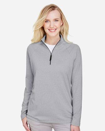 Devon & Jones Women's CrownLux Performance®&nbsp;Clubhouse Micro-Stripe Quarter-Zip Pullover DG480W