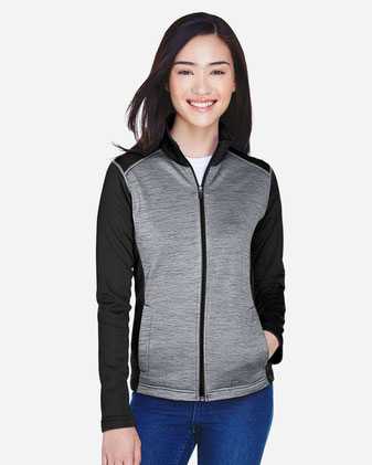 Devon & Jones Women's Newbury Colorblock Mélange Fleece Full-Zip Jacket DG796W