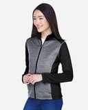 Devon & Jones Women's Newbury Colorblock Mélange Fleece Full-Zip Jacket DG796W