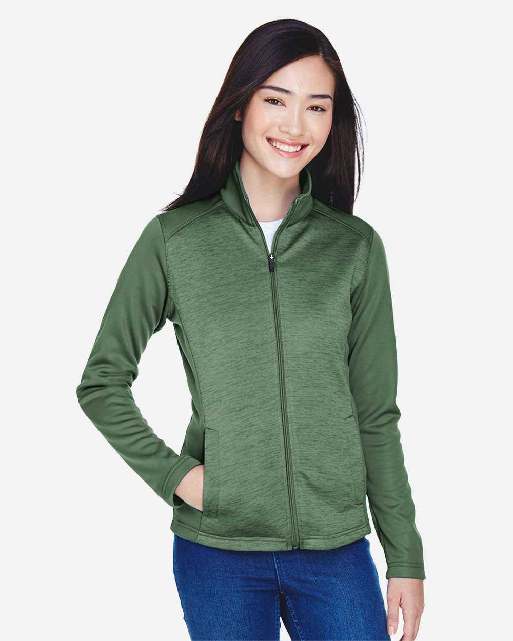 Devon & Jones Women's Newbury Colorblock Mélange Fleece Full-Zip Jacket DG796W