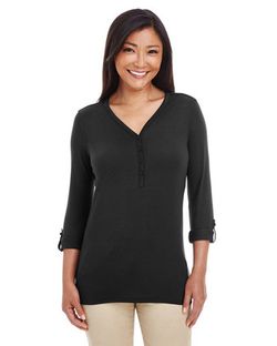 Women's Perfect Fit™ Y-Placket Convertible Sleeve Knit Top Women's Perfect Fit™ Y-Placket Convertible Sleeve Knit Top