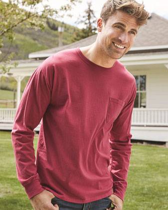 Garment-Dyed Long Sleeve T-Shirt With a Pocket