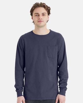 ComfortWash by Hanes Garment-Dyed Long Sleeve T-Shirt With a Pocket GDH250