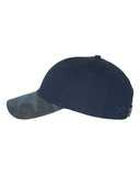 Canvas Crown with Weathered Camo Visor Cap