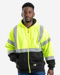 Hi-Vis Class 3 Color Block Full-Zip Hooded Sweatshirt
