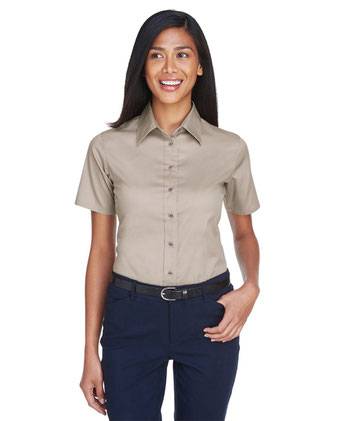 Harriton Women's Easy Blend™ Short Sleeve Twill Dress Shirt with&nbsp;Stain-Release M500SW