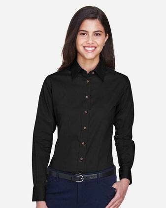 Harriton Women's Easy Blend™ Long Sleeve Twill&nbsp;Dress Shirt with Stain-Release M500W
