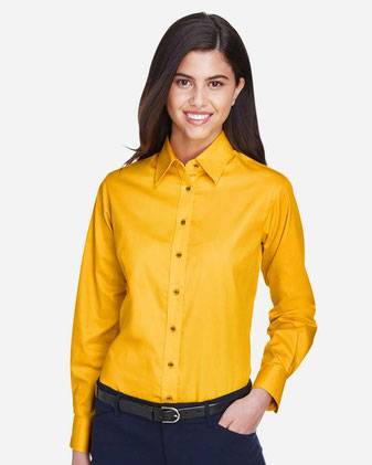 Harriton Women's Easy Blend™ Long Sleeve Twill&nbsp;Dress Shirt with Stain-Release M500W