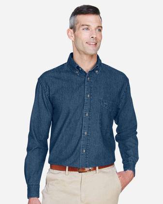 Harriton Long Sleeve Denim Shirt M550