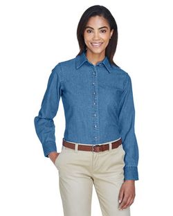 Harriton Women's Long Sleeve Denim Shirt M550W Harriton Women's Long Sleeve Denim Shirt M550W
