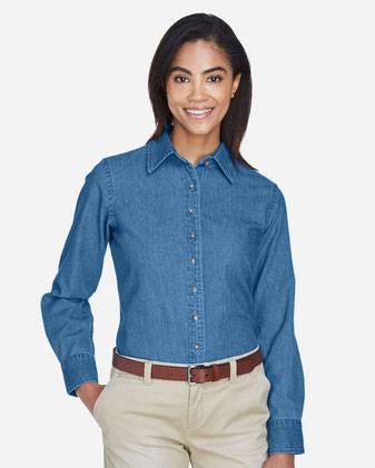 Harriton Women's Long Sleeve Denim Shirt M550W