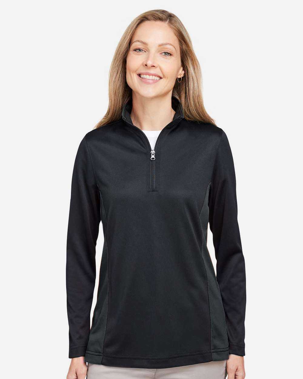 Harriton Women's Flash Snag Protection Plus IL Colorblock Quarter-Zip Pullover M786W