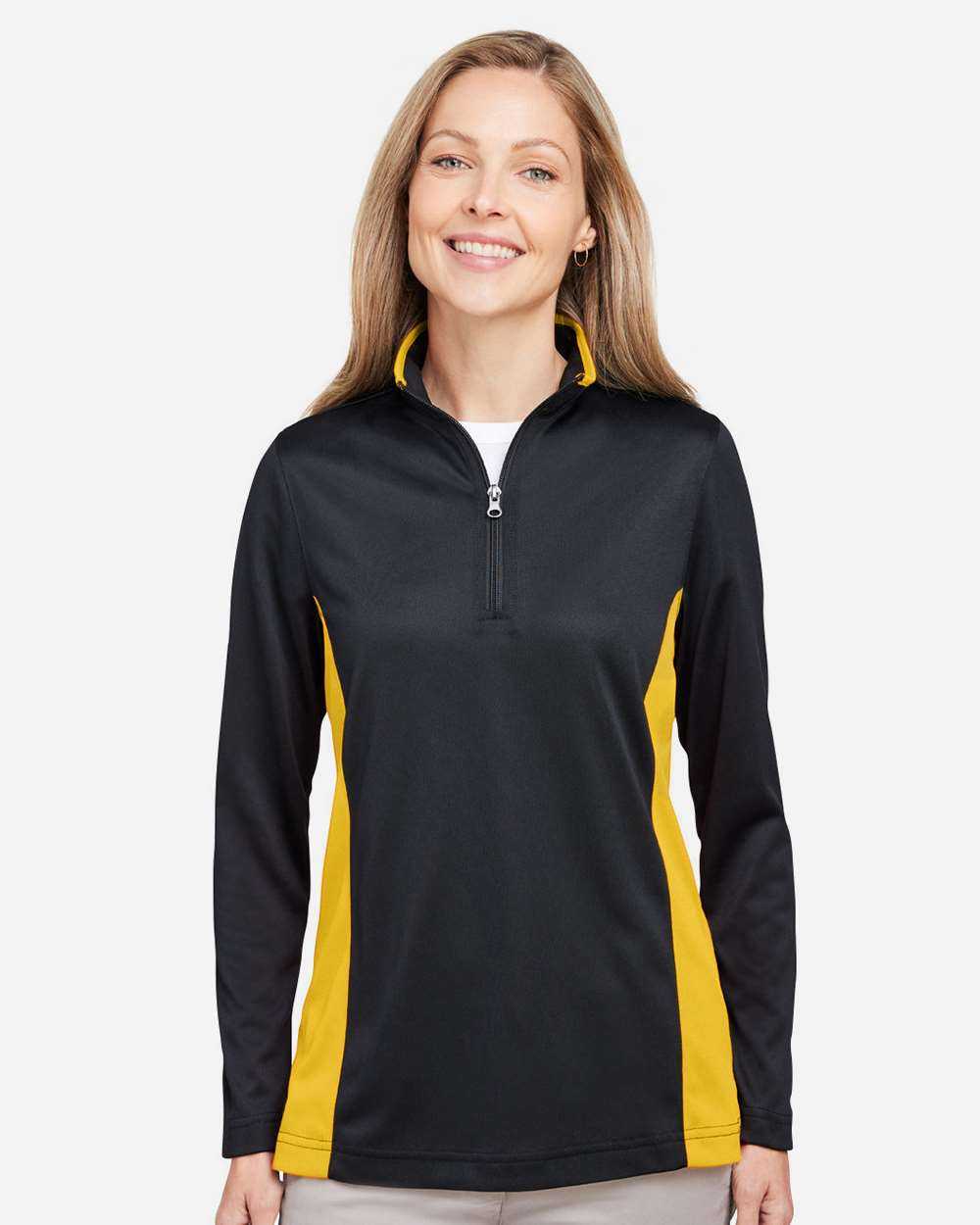 Harriton Women's Flash Snag Protection Plus IL Colorblock Quarter-Zip Pullover M786W