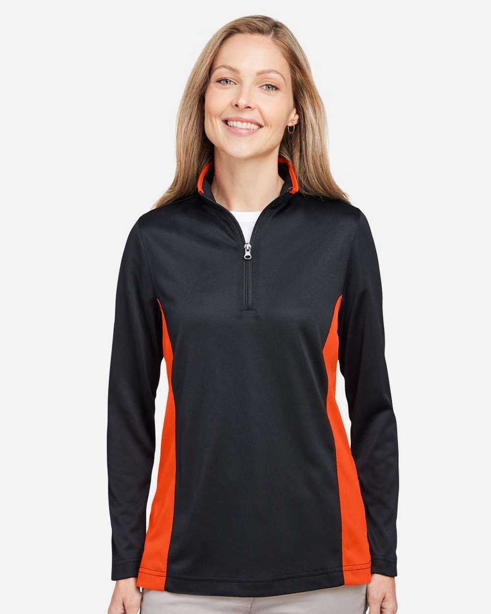Harriton Women's Flash Snag Protection Plus IL Colorblock Quarter-Zip Pullover M786W