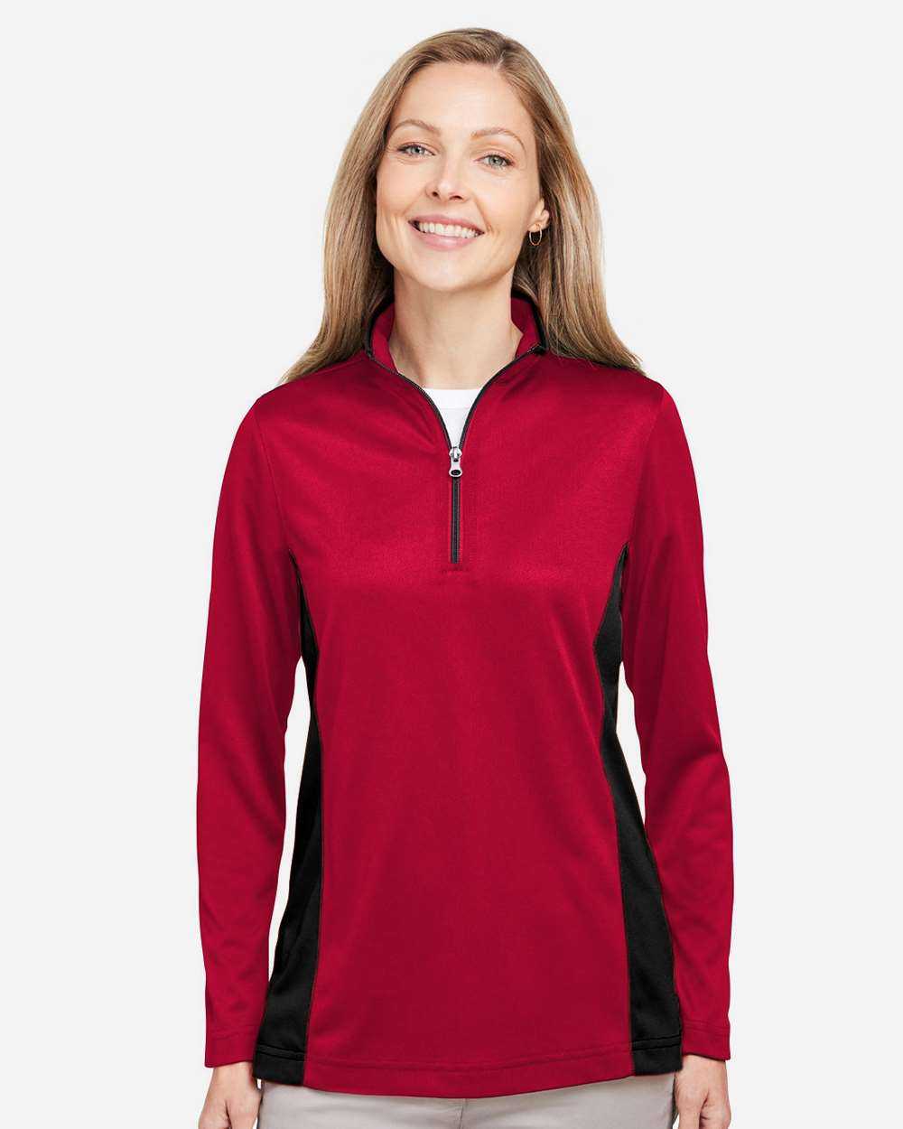 Harriton Women's Flash Snag Protection Plus IL Colorblock Quarter-Zip Pullover M786W
