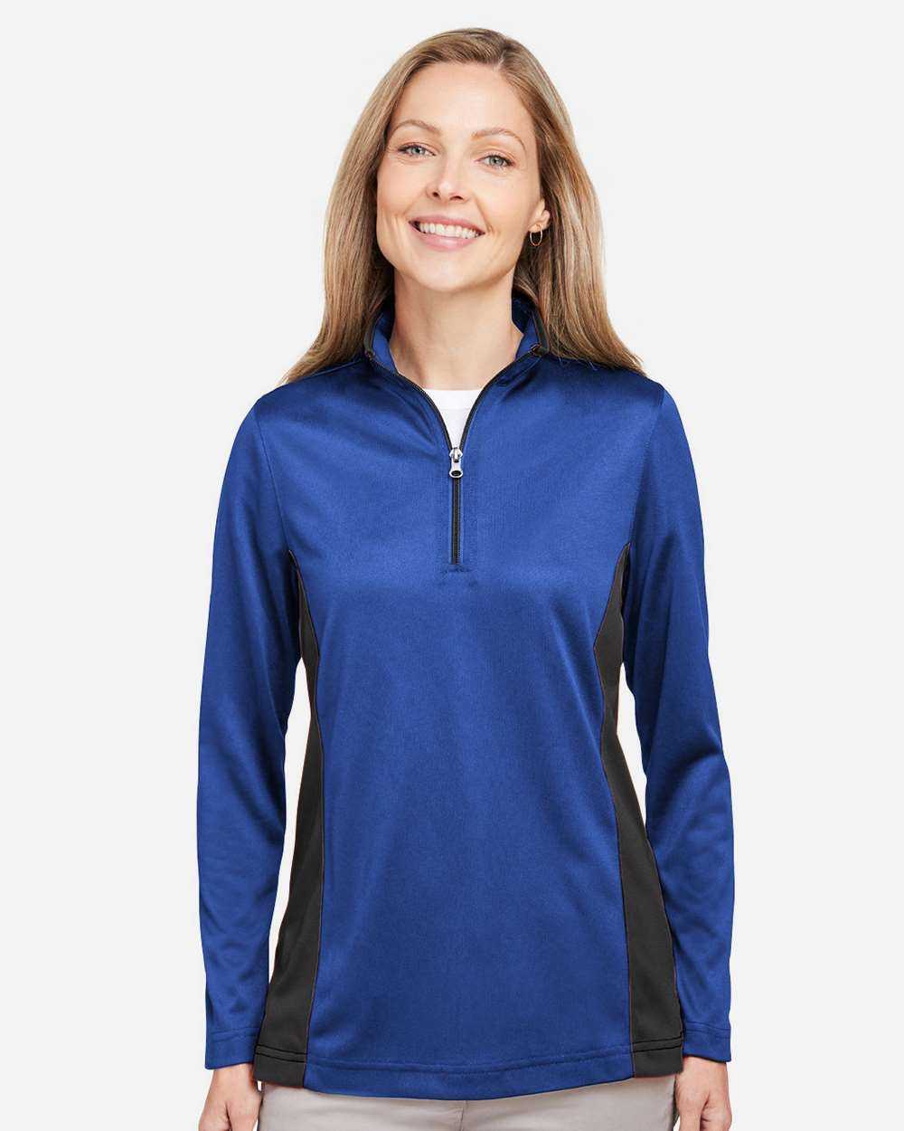 Harriton Women's Flash Snag Protection Plus IL Colorblock Quarter-Zip Pullover M786W