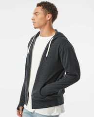 Heathered French Terry Full-Zip Hooded Sweatshirt