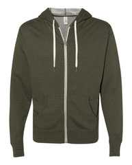 Heathered French Terry Full-Zip Hooded Sweatshirt