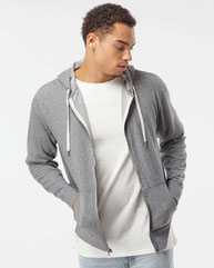 Heathered French Terry Full-Zip Hooded Sweatshirt
