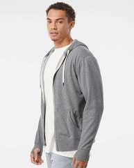 Heathered French Terry Full-Zip Hooded Sweatshirt