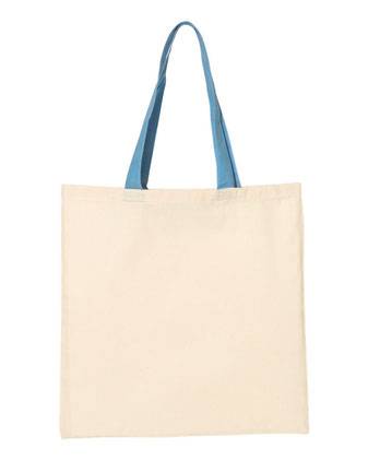 Q-Tees Economical Tote with Contrast-Color Handles QTB6000