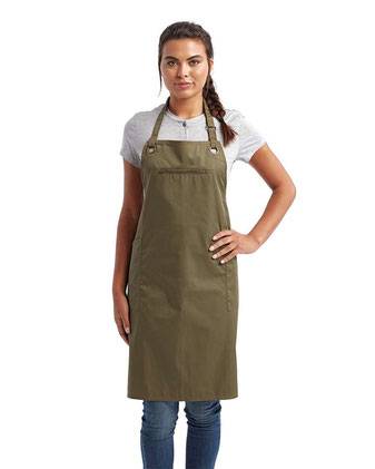 Artisan Collection by Reprime Barley Stitch Recycled Bib Apron with Pockets RP121