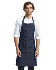 Four-Pocket Jeans Stitch Denim Bib Apron