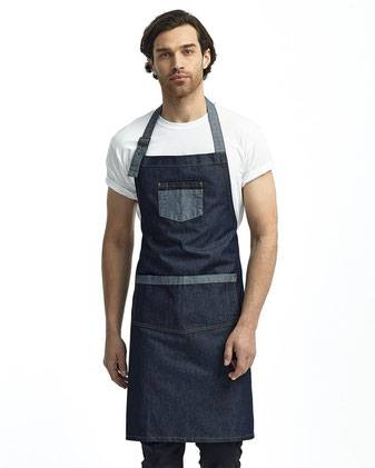 Artisan Collection by Reprime Domain Contrast Denim Bib Apron with Pocket RP127