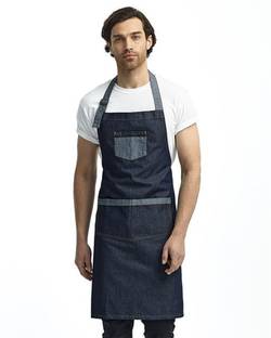 Artisan Collection by Reprime Domain Contrast Denim Bib Apron with Pocket RP127 Artisan Collection by Reprime Domain Contrast Denim Bib Apron with Pocket RP127