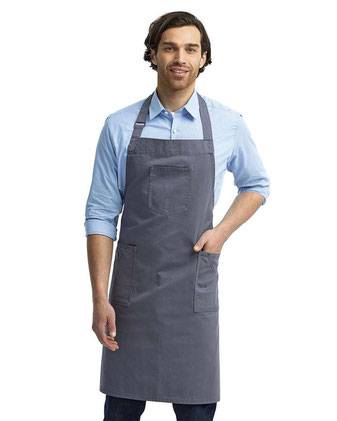 Artisan Collection by Reprime Cotton Chino Bib Apron with Pocket RP132