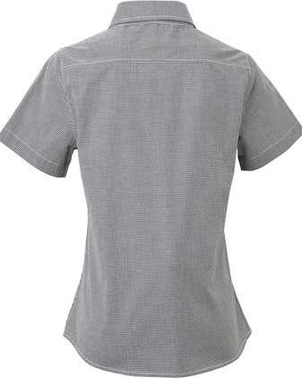 Women's Microcheck Gingham Short Sleeve Cotton Dress Shirt
