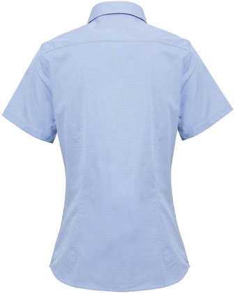 Women's Microcheck Gingham Short Sleeve Cotton Dress Shirt