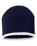 8" Bottom-Striped Beanie