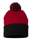 12" Pom-Pom Cuffed Beanie