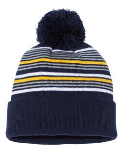 Sportsman 12" Striped Pom-Pom Cuffed Beanie SP60S Sportsman 12" Striped Pom-Pom Cuffed Beanie SP60S