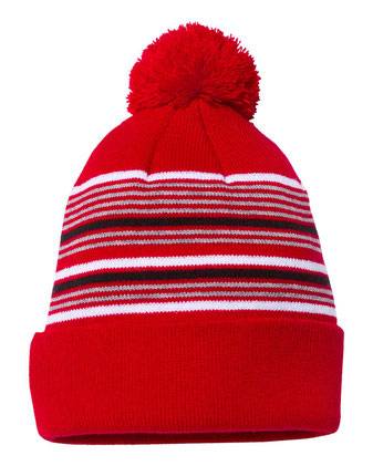 Sportsman 12" Striped Pom-Pom Cuffed Beanie SP60S