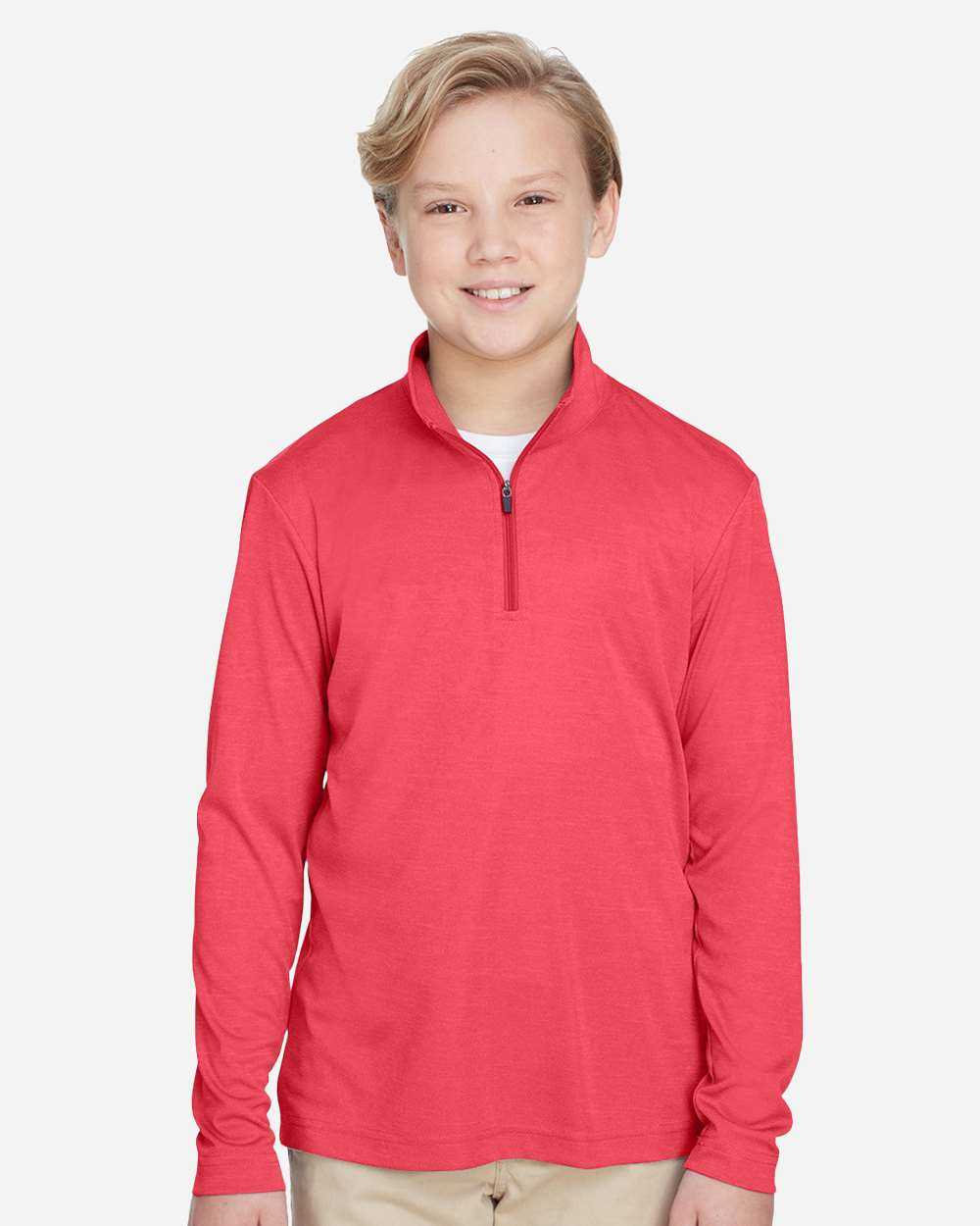 Team 365 Youth Zone Sonic Heather Performance Quarter-Zip Pullolver TT31HY