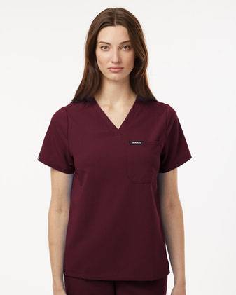 Jaanuu Women's Rhena Essential 1-Pocket Scrub V-Neck Top W10001