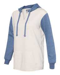 Women’s French Terry Hooded Pullover with Colorblocked Sleeves