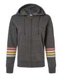 MV Sport Women's Striped Sleeves Full-Zip Hooded Sweatshirt W22732