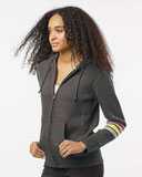 MV Sport Women's Striped Sleeves Full-Zip Hooded Sweatshirt W22732