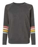MV Sport Women's Striped Sleeves Crewneck Sweatshirt W23152