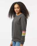 MV Sport Women's Striped Sleeves Crewneck Sweatshirt W23152